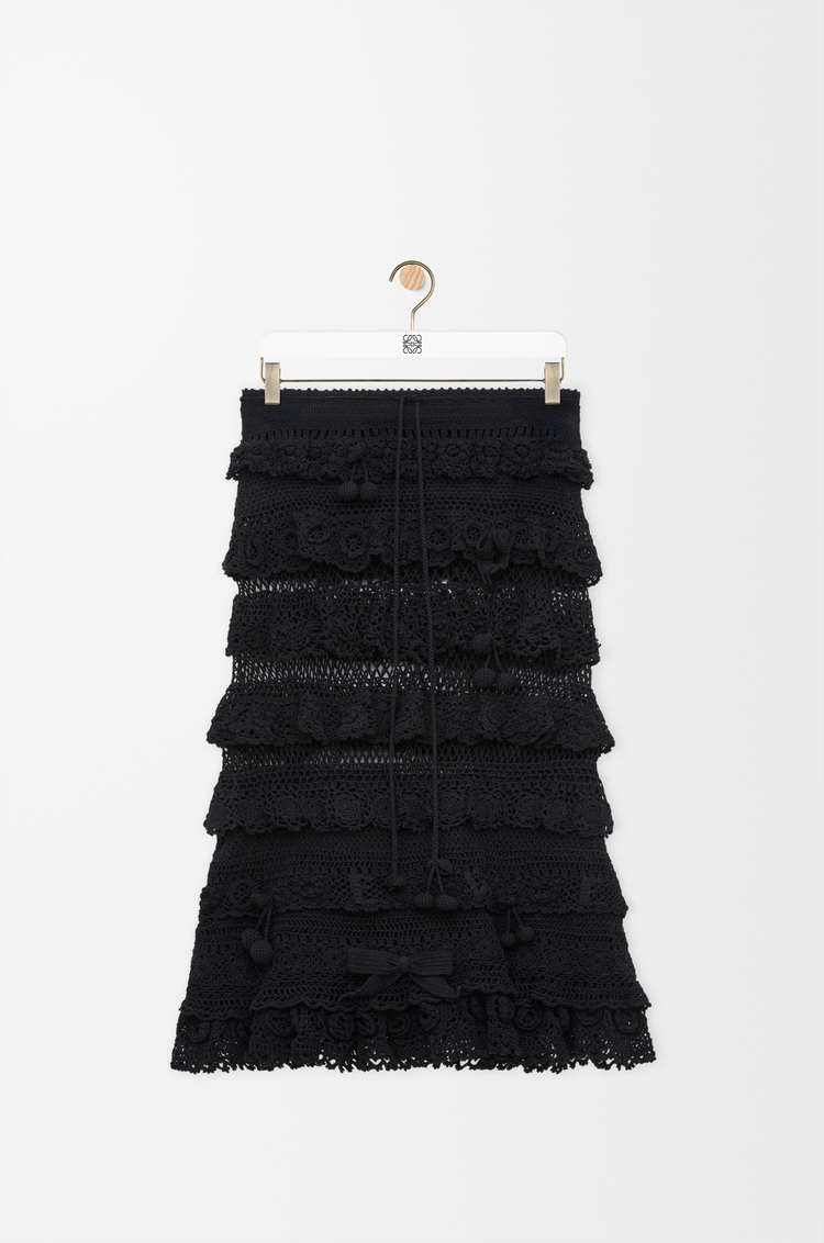 LOEWE 棉质钩织半身裙 黑色