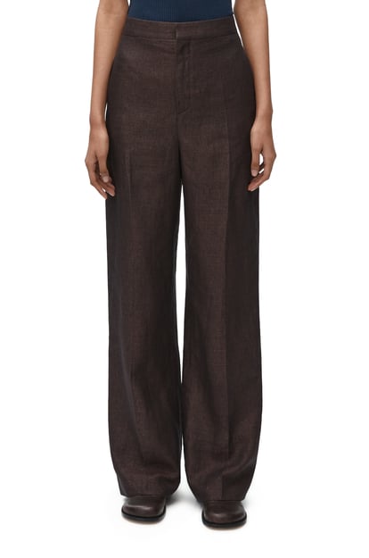LOEWE High waisted trousers in linen Dark Brown plp_rd