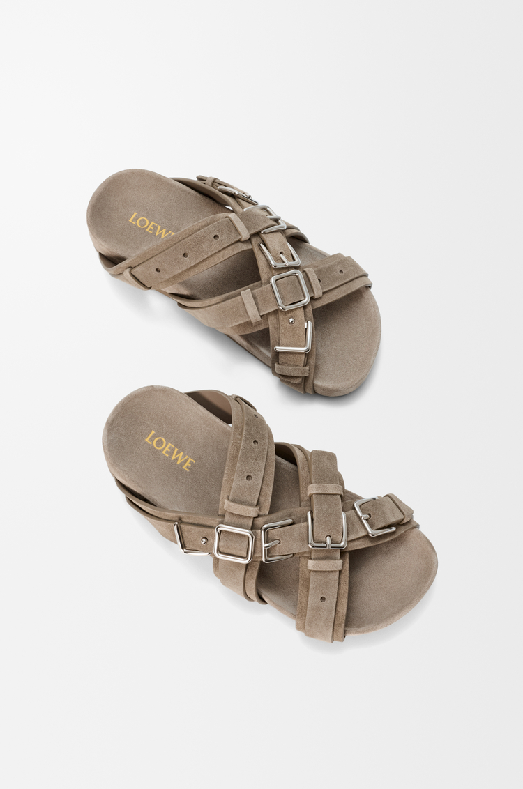 LOEWE Type Fussbett sandal in suede calfskin Hazelnut