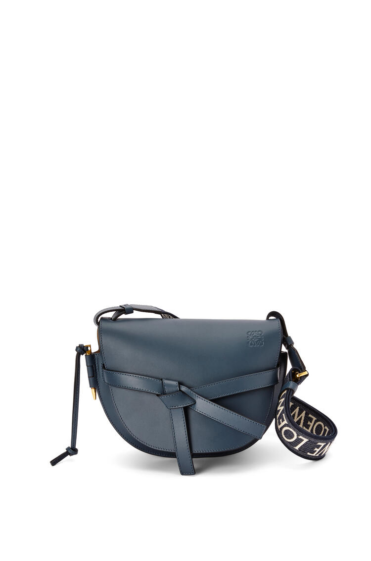 LOEWE Small Gate bag in soft calfskin and jacquard Onyx Blue pdp_rd