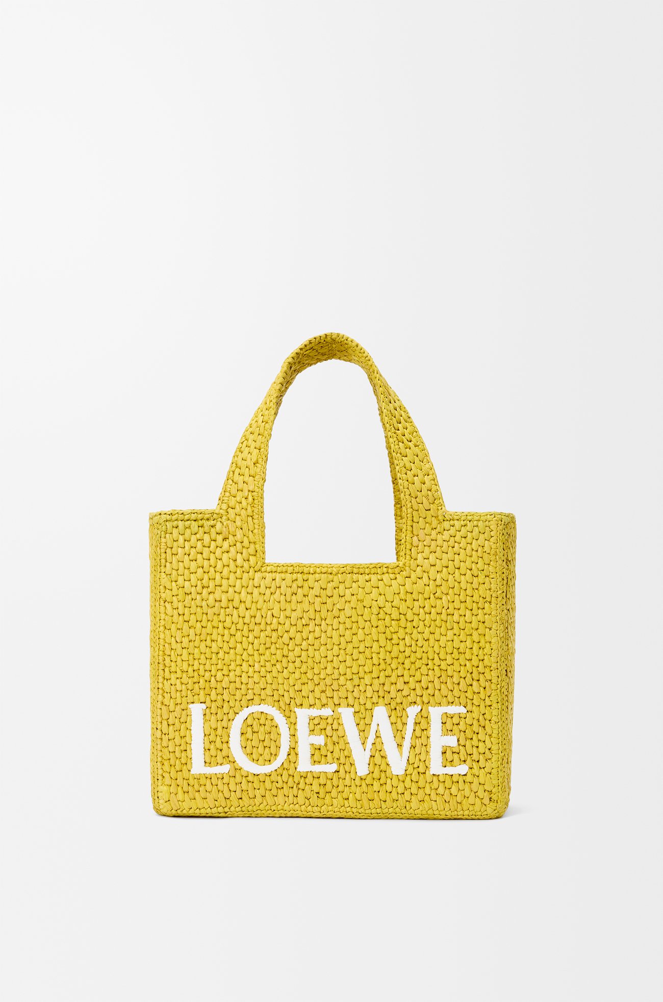 LOEWE Small LOEWE Font tote in raffia Yellow
