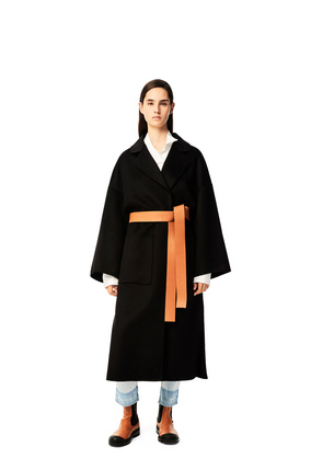 LOEWE Oversize belted coat in cashmere Black plp_rd