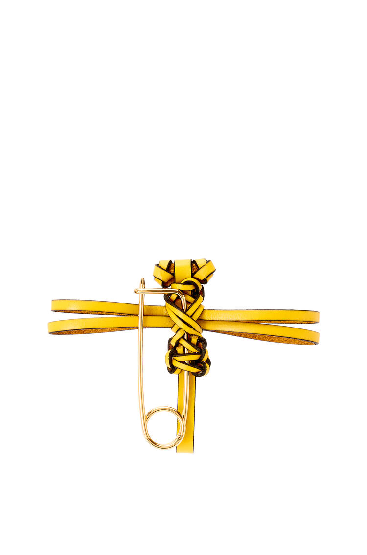 LOEWE Dragonfly pin charm in calfskin and metal Yellow