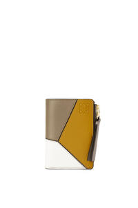 LOEWE Puzzle slim zip bifold wallet in classic calfskin Ochre/Laurel Green pdp_rd