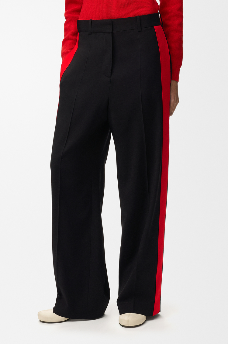 LOEWE Trousers in viscose and wool blend Black/Red