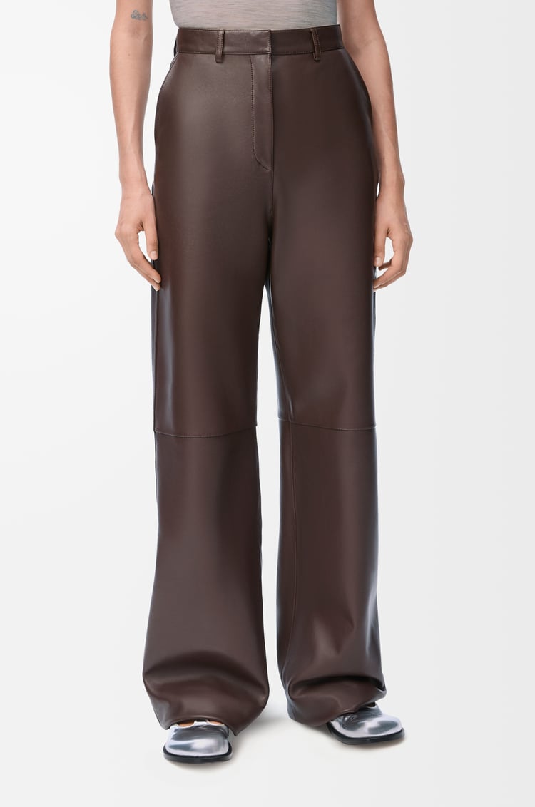LOEWE Pantalón en piel napa de cordero Marrón Chocolate