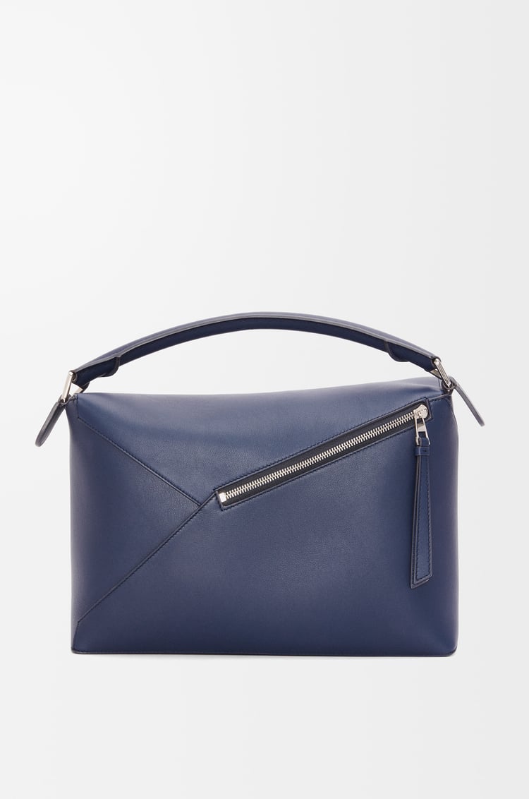 LOEWE Grand sac Puzzle Edge en cuir de veau grainé Bleu Abysse