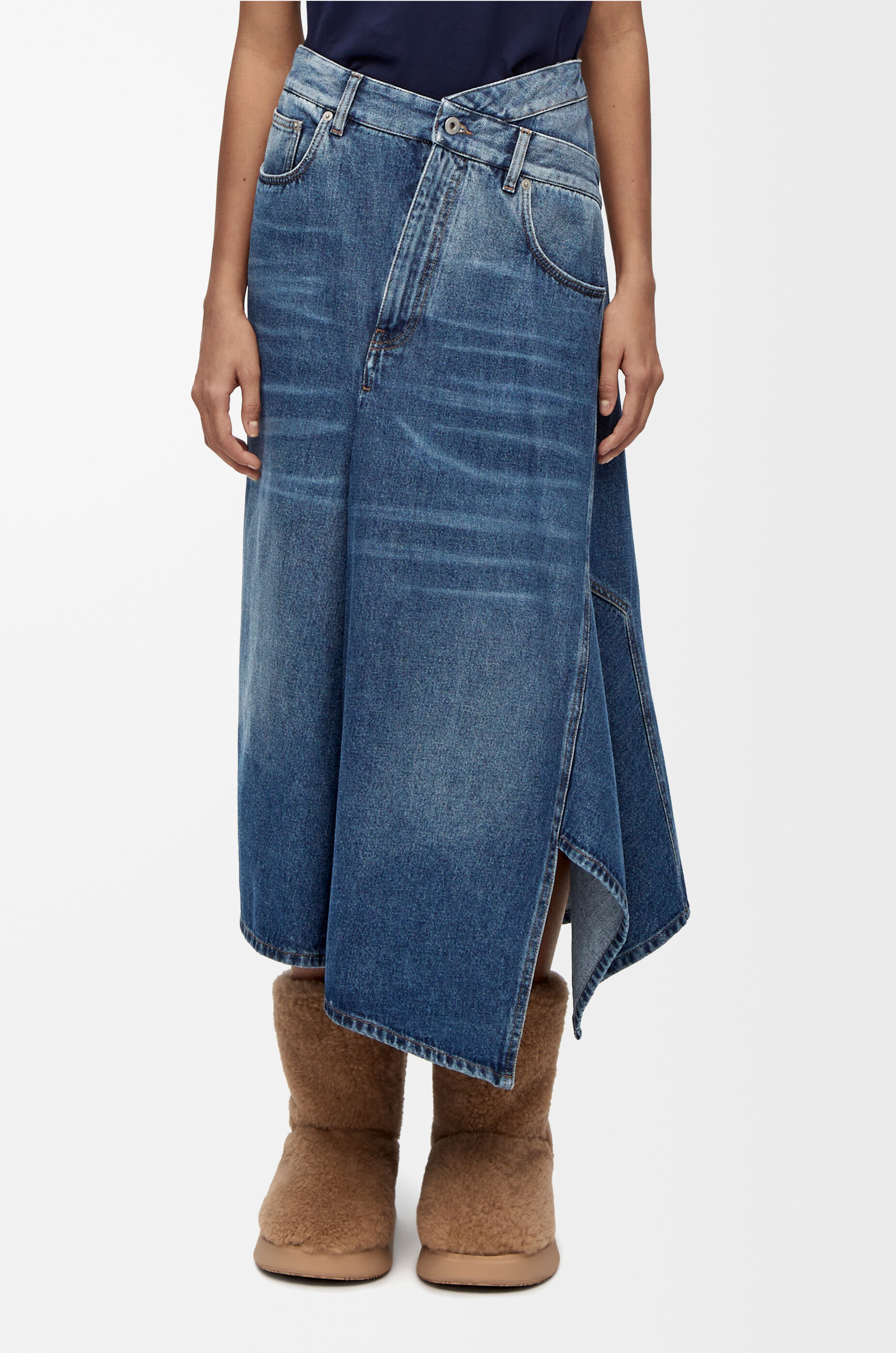 デコンストラクテッド スカート ミディ (デニム) ブルー - LOEWE