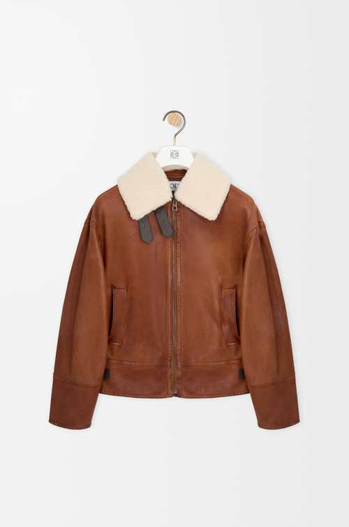 LOEWE Aviator jacket in nappa lambskin Brown