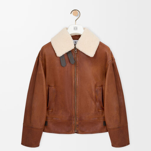 新品 受け付ける 24SS LOEWE ロエベ レザージャケット フーデット 