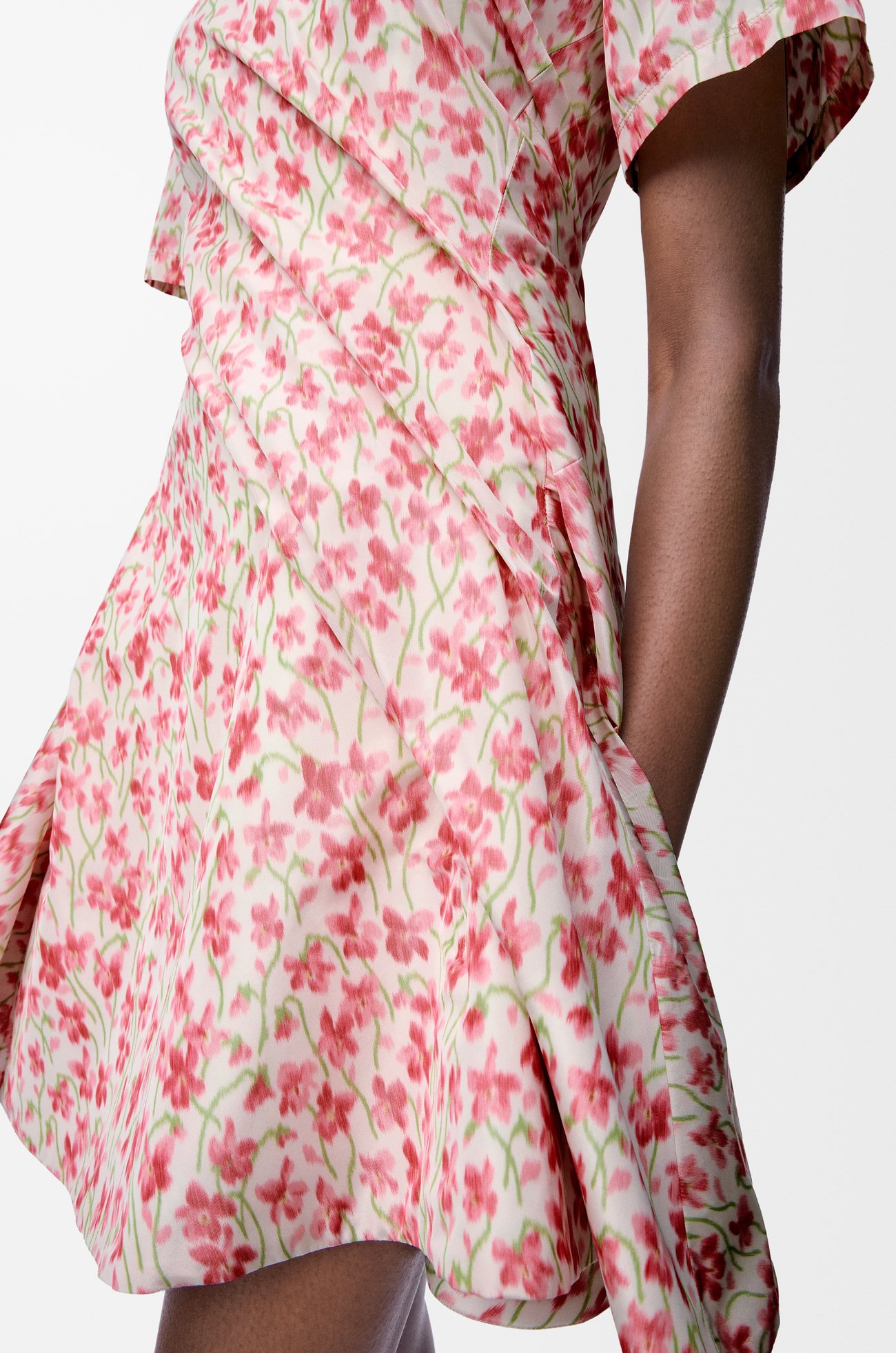 LOEWE Twisted dress in silk blend taffeta White/Pink