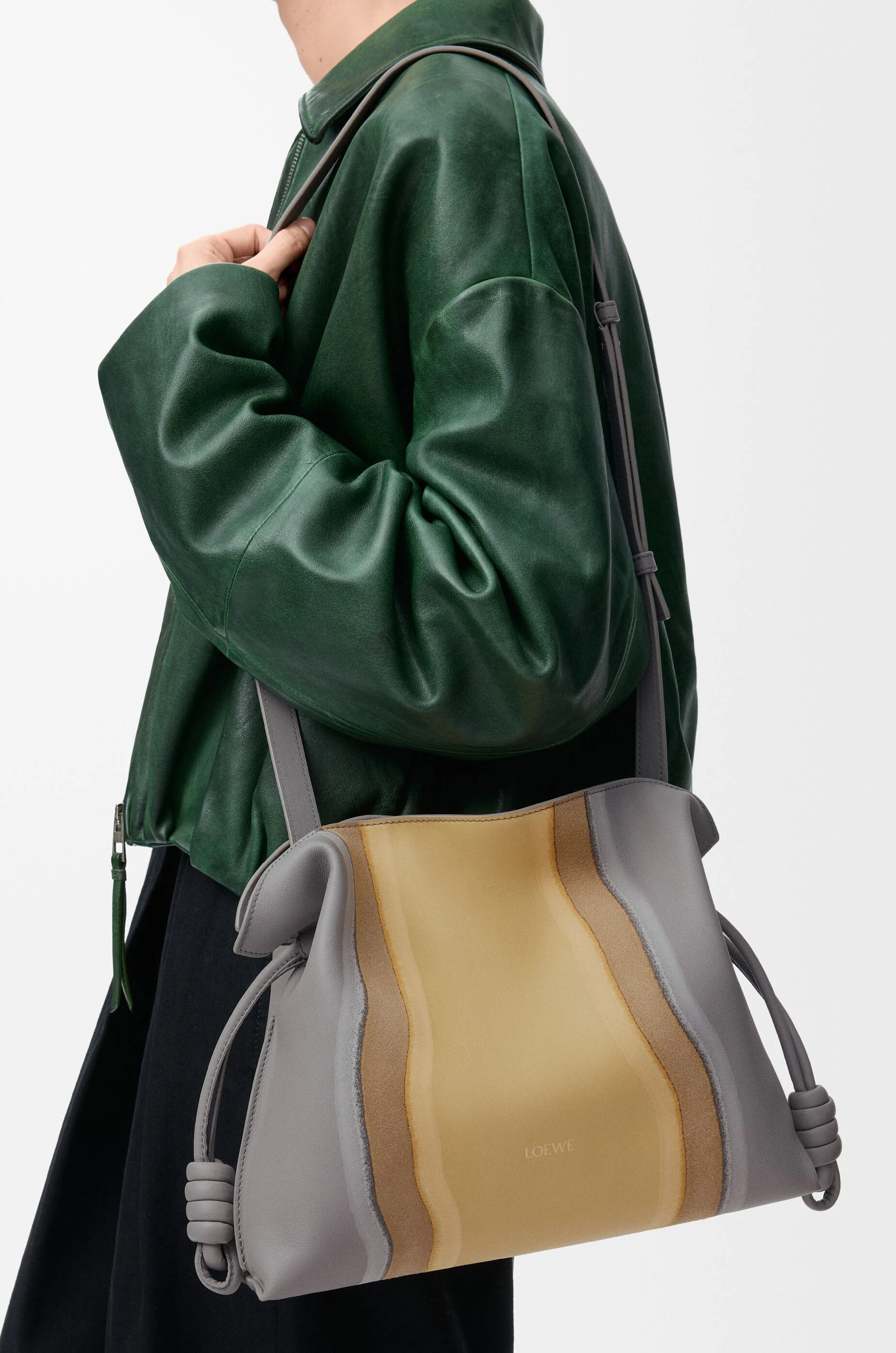 【関税送料込】LOEWE Medium Flamenco clutch Landscape Medium Flamenco clutch Landscape in nappa calfskin Grey - LOEWE