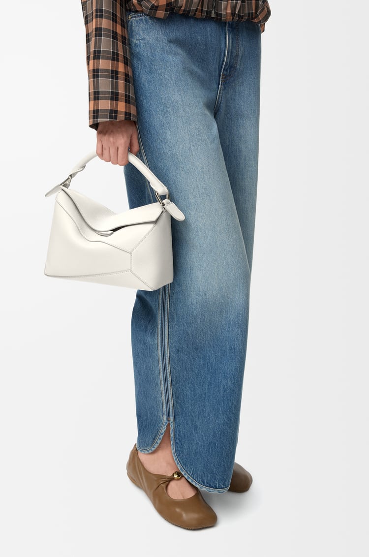 LOEWE Small Puzzle Edge bag in soft grained calfskin Soft White