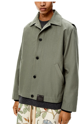 LOEWE Shearling collar jacket in cotton Old Military Green plp_rd