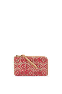 LOEWE Coin cardholder in jacquard and calfskin Red/Warm Desert