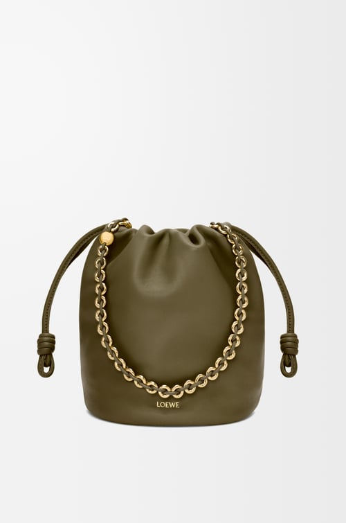 LOEWE 柔軟納帕小羊皮 Flamenco Purse 水桶包 深卡其綠 plp_rd