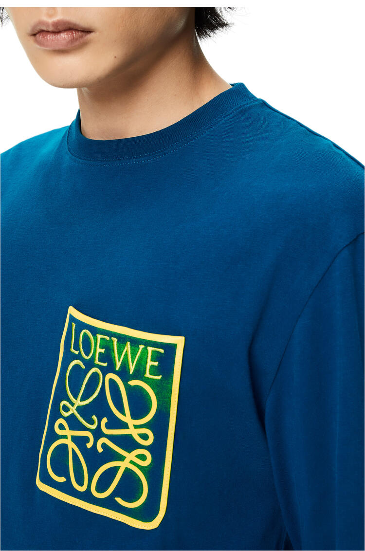 LOEWE Anagram fake pocket long sleeve T-shirt in cotton Petroleum