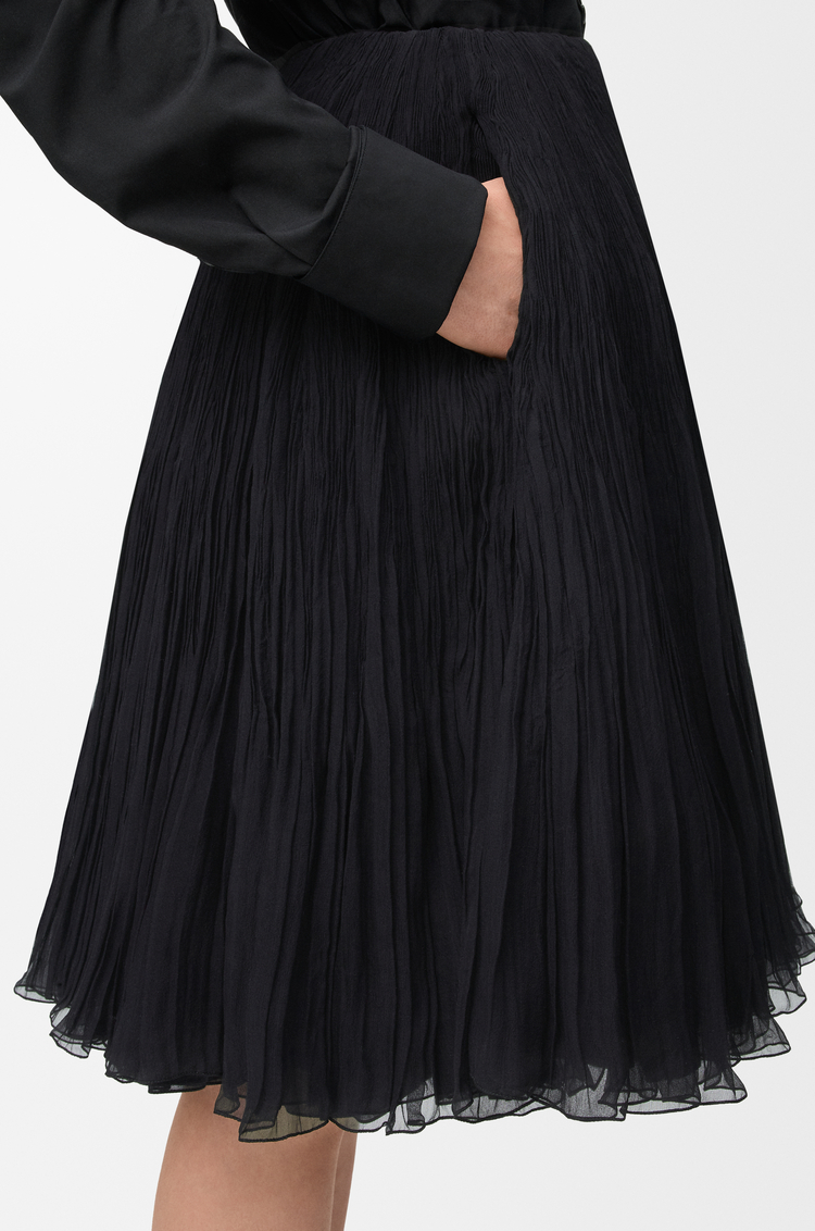 LOEWE Falda en mezcla de seda Negro