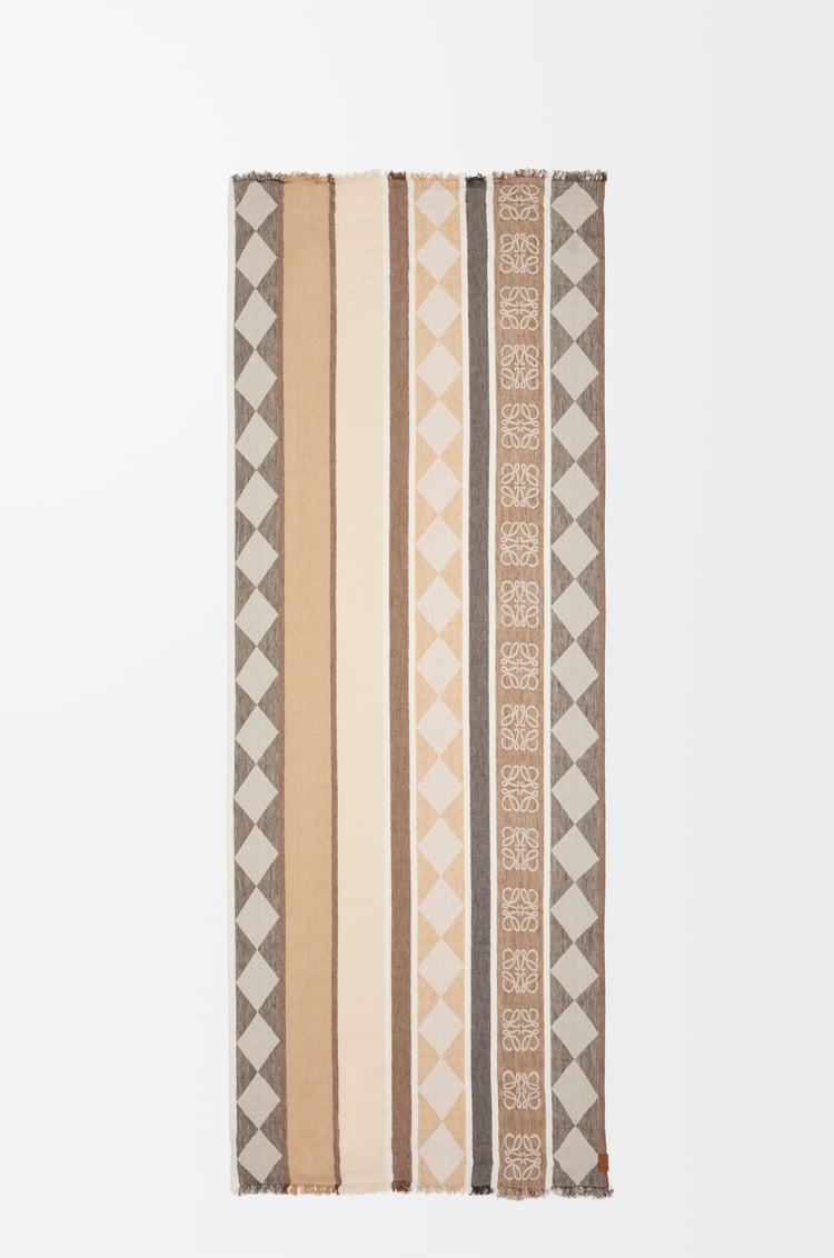 LOEWE Scarf in linen and cotton Light Beige/Dark Beige