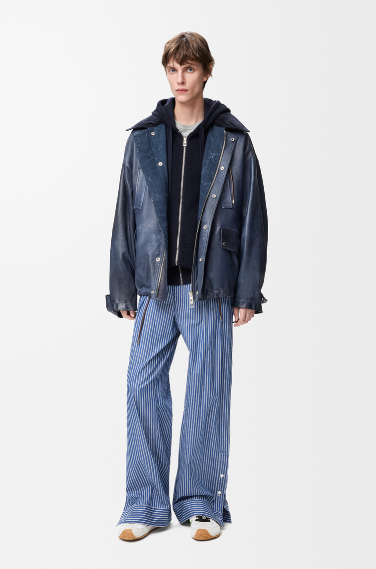 LOEWE Anagram zip-up hoodie in wool Navy Blue