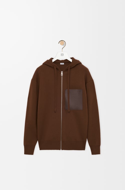 LOEWE Zip-up hoodie in wool Brown