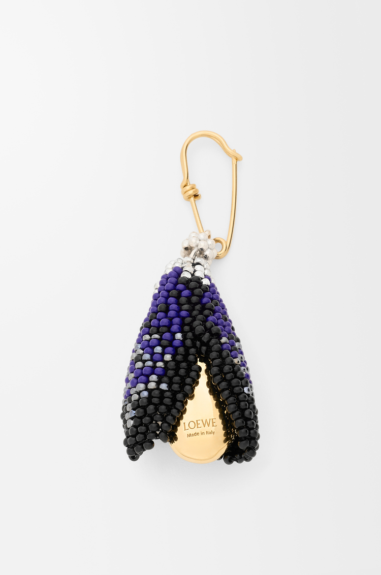 LOEWE Spilla Shell in argento sterling e perline Oro/Nero