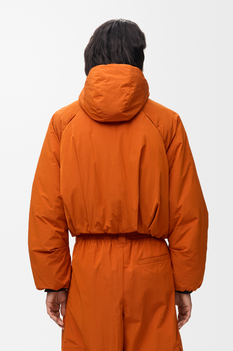 LOEWE Cropped puffer jacket in technical shell Dark Orange