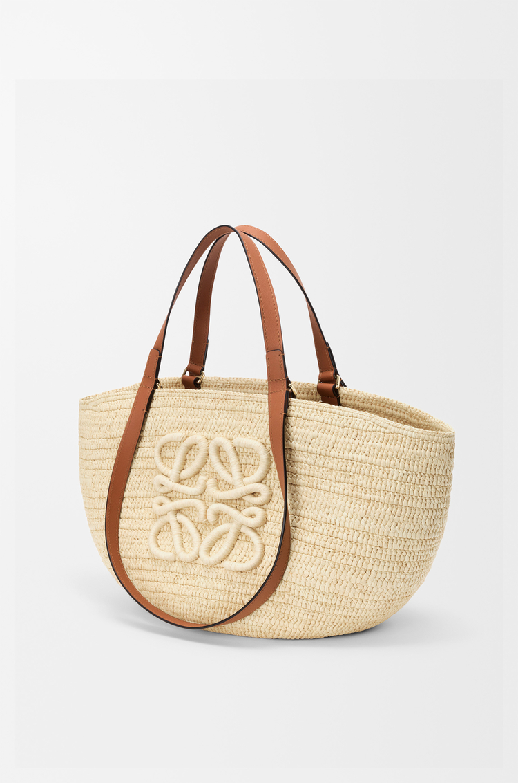 LOEWE Medium Eclipse basket in raffia and calfskin Natural/Tan