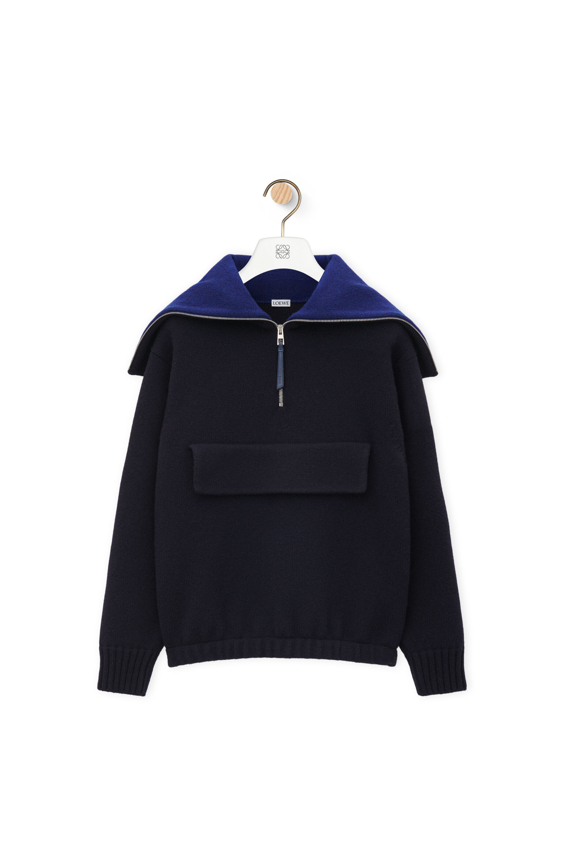 ジップアップ セーター（ウール） ブルー - LOEWE