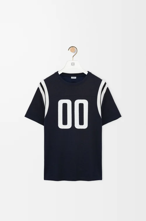 LOEWE T-shirt classique en coton et viscose Bleu Marine Foncé