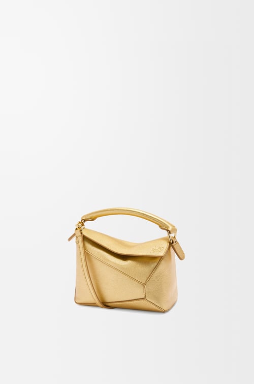 LOEWE 迷你層壓小羊皮 Puzzle Edge 包款 金色