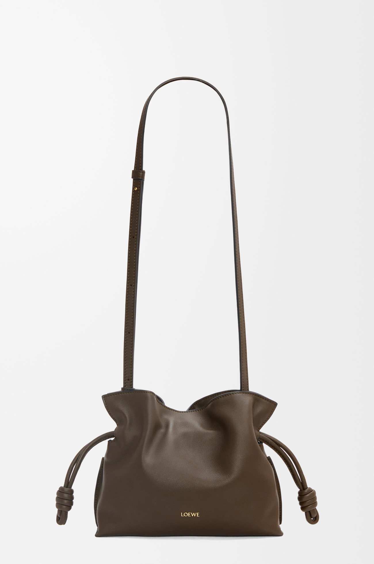 LOEWE 迷你纳帕牛皮革 Flamenco 手拿包 巧克力色