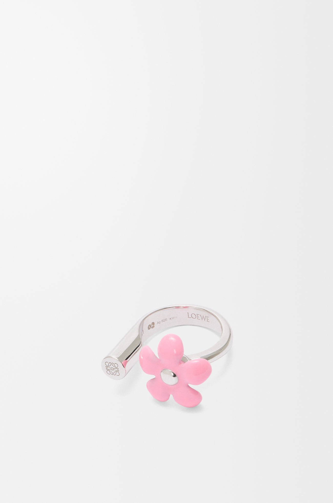 LOEWE Flor ring in sterling silver and enamel Silver/Pink
