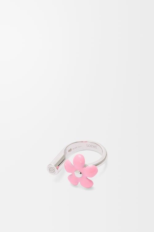 LOEWE 银质和珐琅 Flor 戒指 银色/粉色