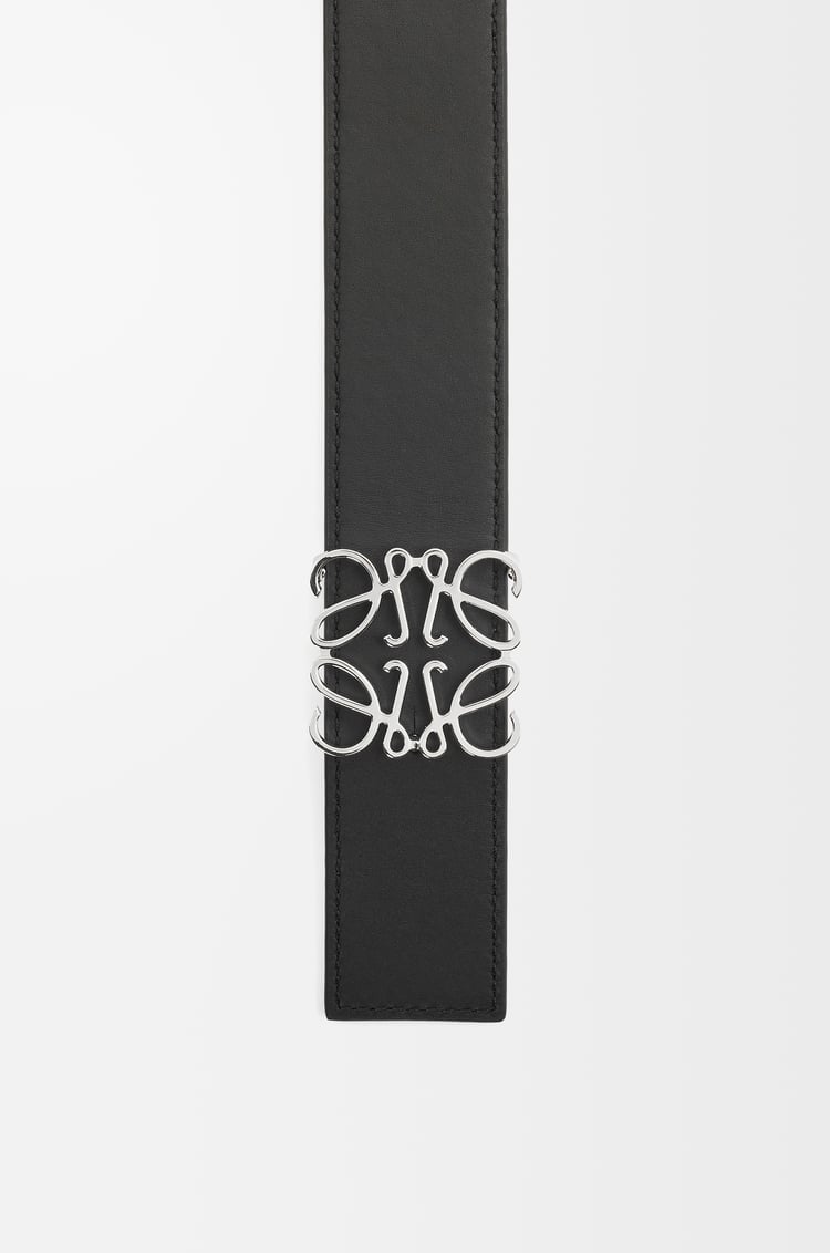 LOEWE 光滑小牛皮 Anagram 雙面皮帶 黑色/棕褐色/鈀色