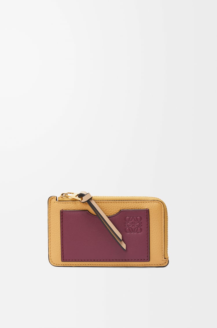 LOEWE Coin cardholder in soft grained calfskin Biscuit/Crimson/Paper Craft