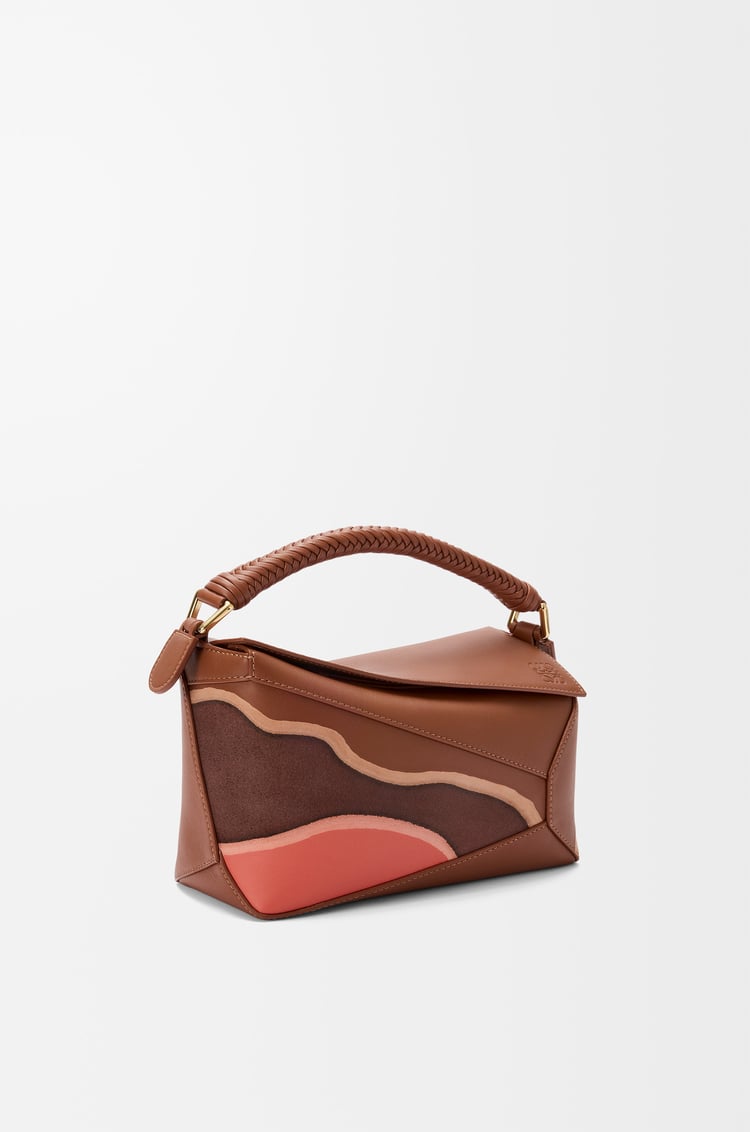 LOEWE パズルエッジ バッグ スモール（ナパカーフ） ピーカン/パロットピンク