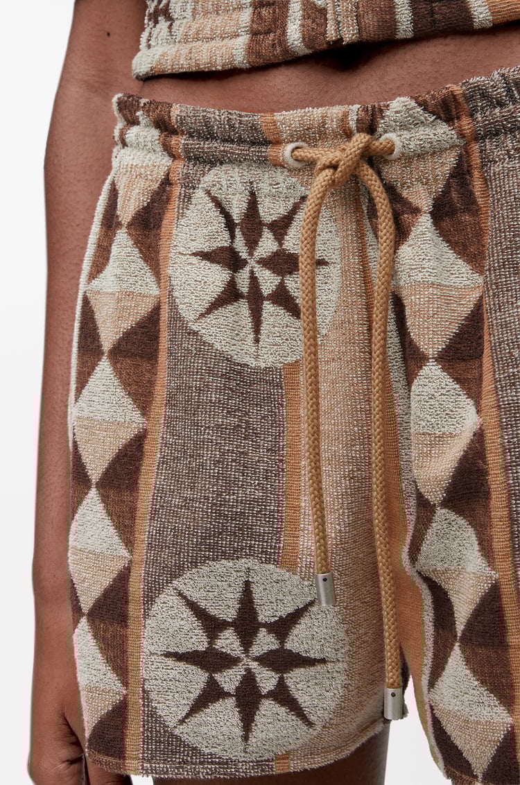 LOEWE Shorts in terry cotton jacquard Beige/Multicolor