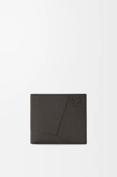 LOEWE 柔軟粒面小牛皮 Puzzle 雙摺錢包 深灰色