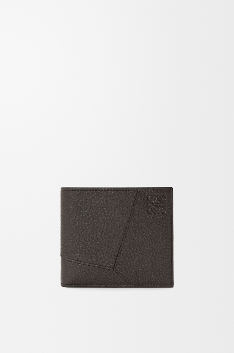 LOEWE 柔軟粒面小牛皮 Puzzle 雙摺錢包 深灰色