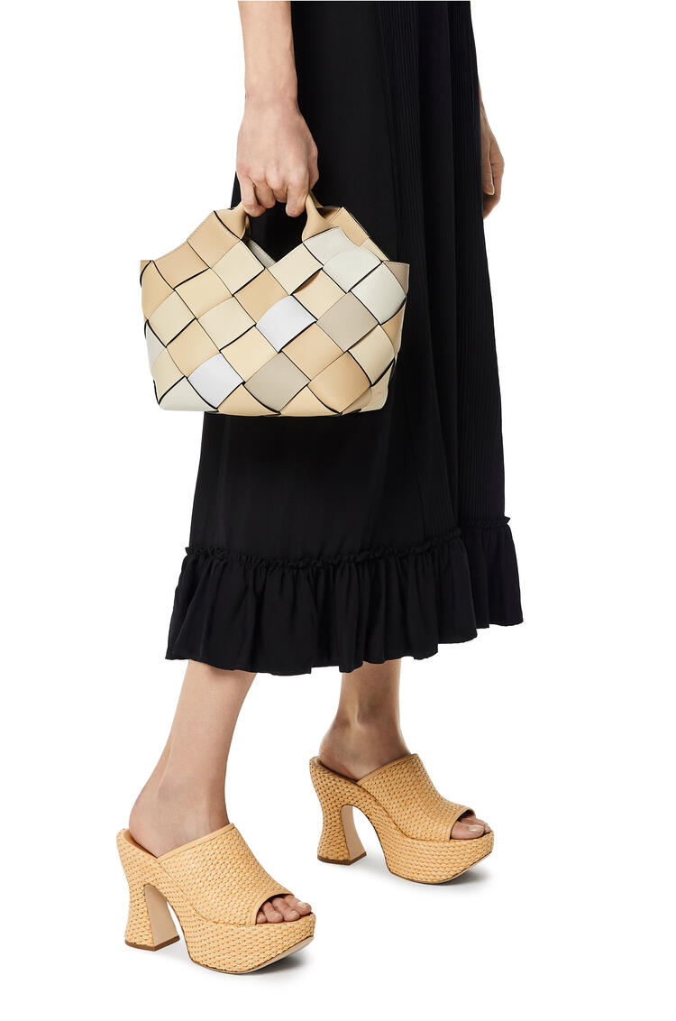 LOEWE Small Surplus Leather Woven basket bag in calfskin Beige/Cream pdp_rd