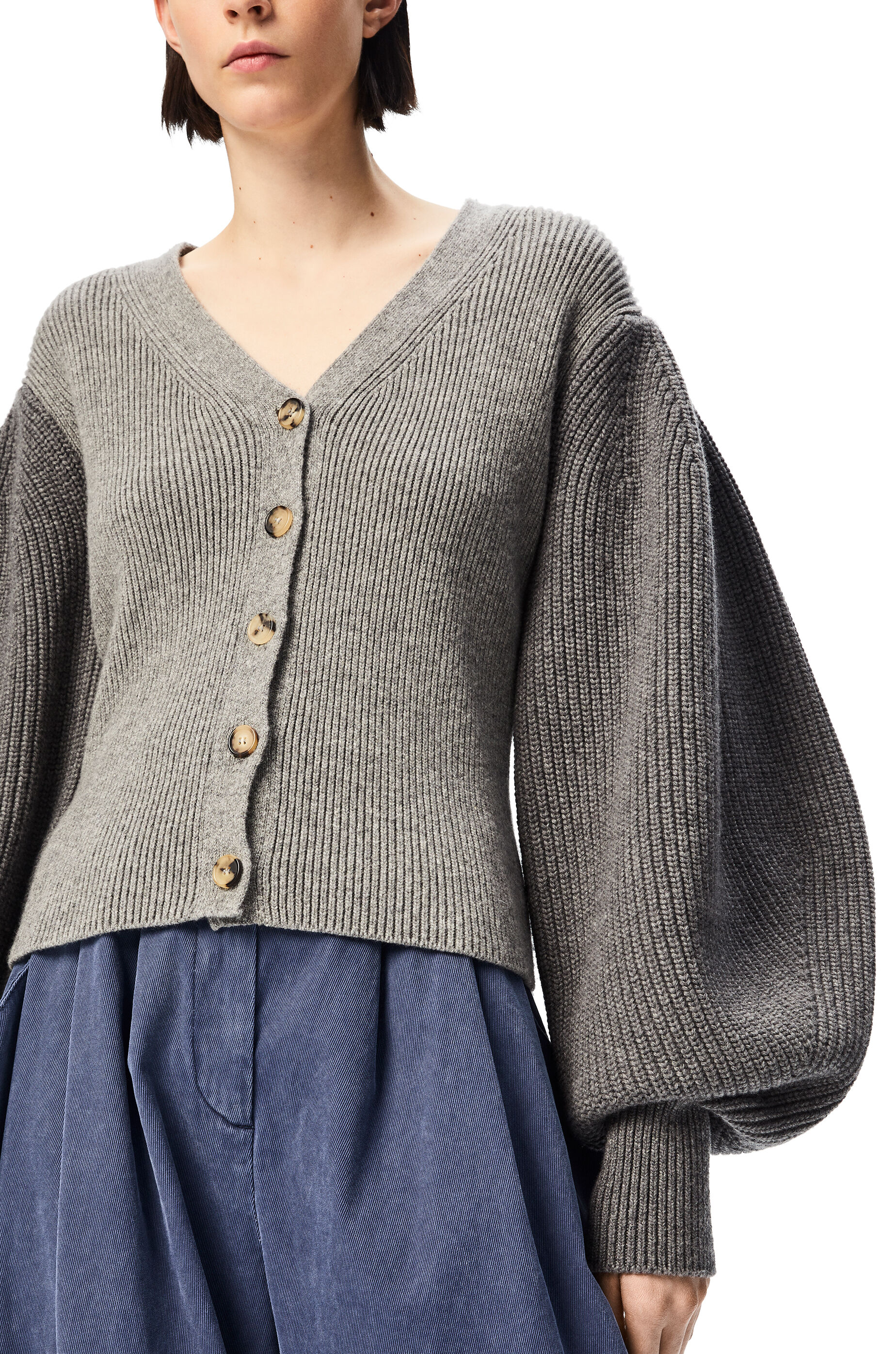 Balloon sleeve cardigan in wool Grey LOEWE