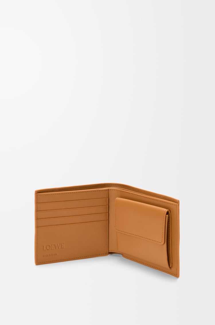 LOEWE 柔軟粒面小牛皮 Puzzle 雙摺硬幣錢包 淺峽谷棕色