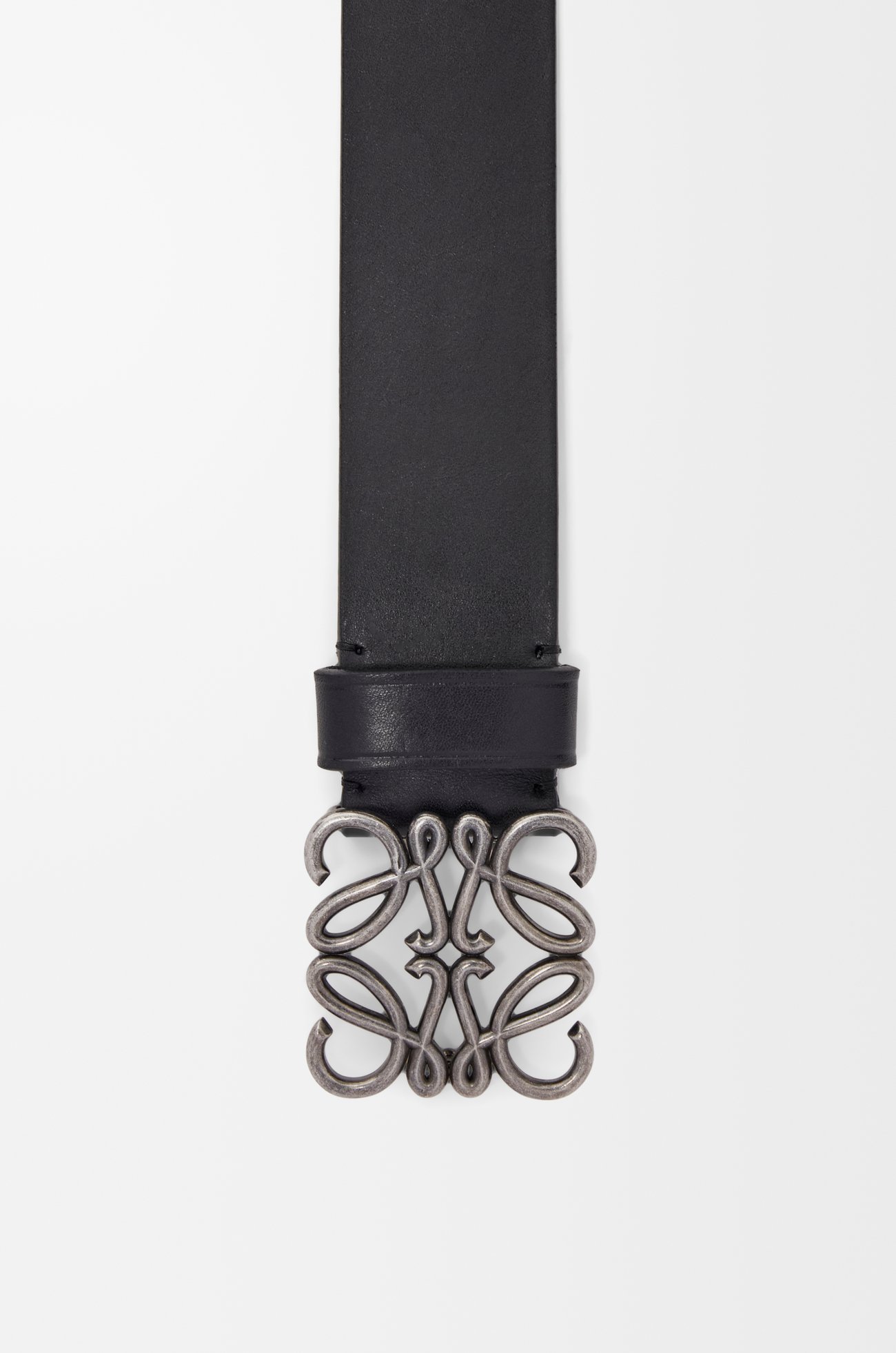 LOEWE Cinturón Anagram ancho en piel de ternera Negro/Paladio Vintage