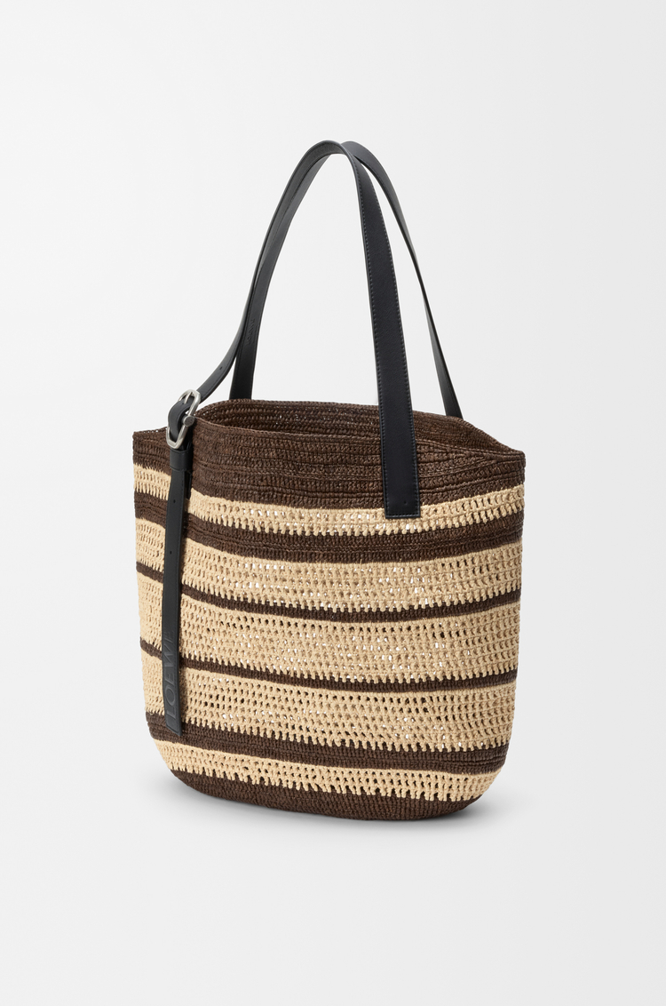 LOEWE Bolso capazo Loop en rafia Chocolate/Natural