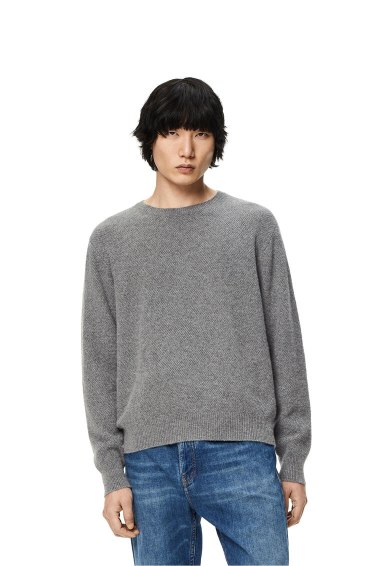 LOEWE Pique knit sweater in wool and cashmere Grey Melange