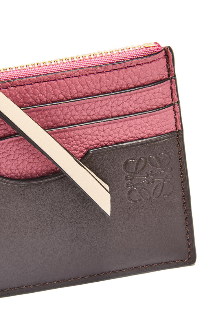 LOEWE Square cardholder in soft grained calfskin with chain Plumrose/Chocolate