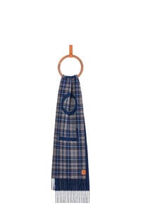 LOEWE LOEWE check scarf in wool and cashmere Navy Blue/Multicolor