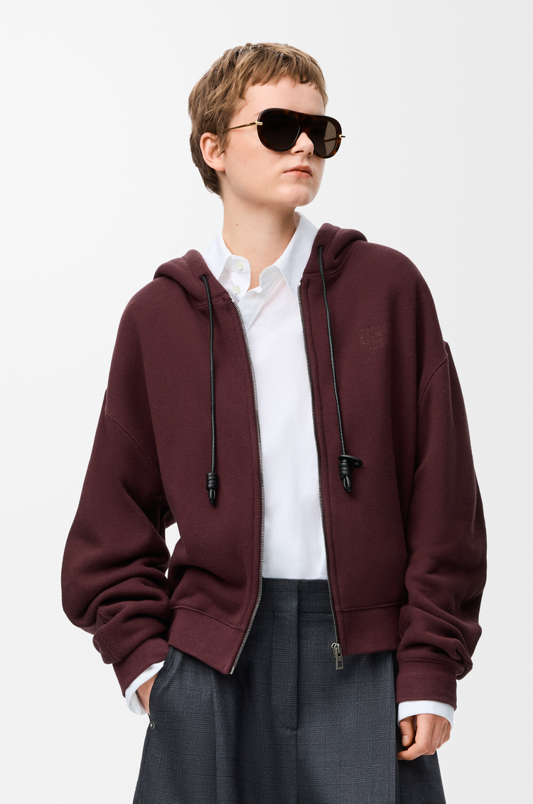 LOEWE Sudadera con capucha en algodón y cashmere Burdeos Oscuro