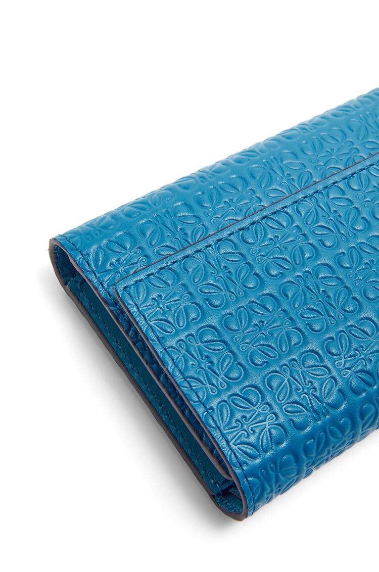 LOEWE Repeat small vertical wallet in embossed silk calfskin Lagoon Blue
